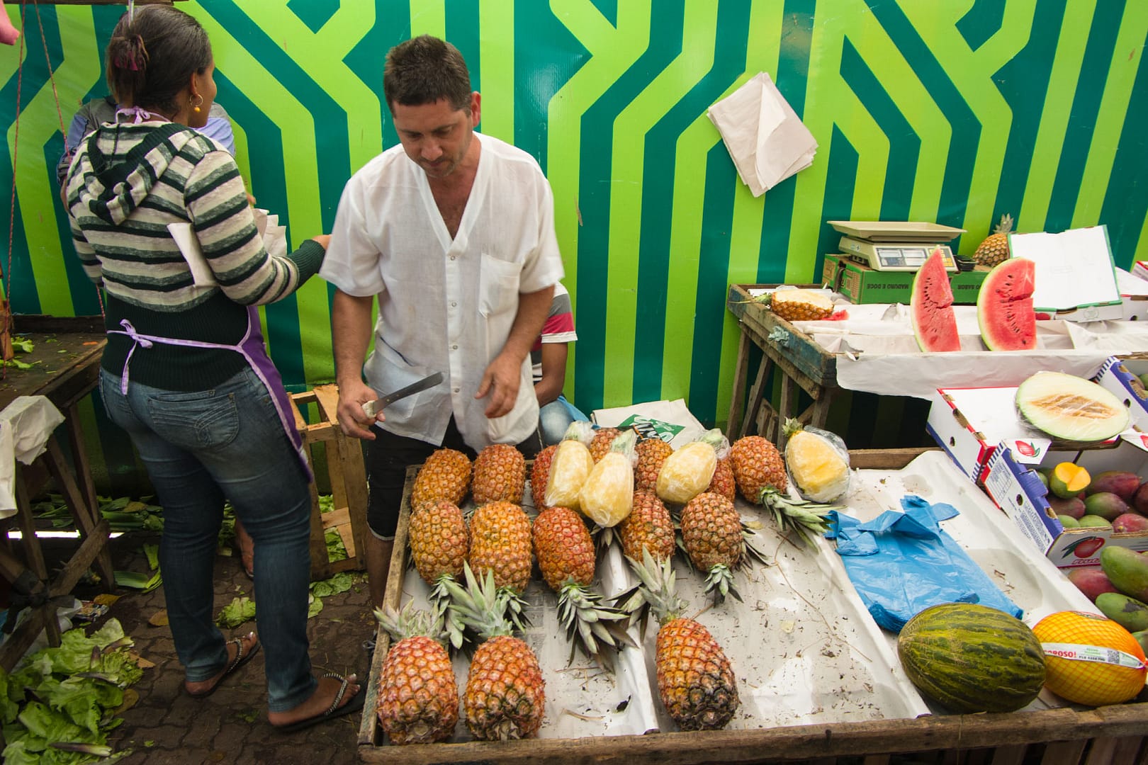 Fruit vendor at Ipanema Farmer's Market in Rio de Janeiro